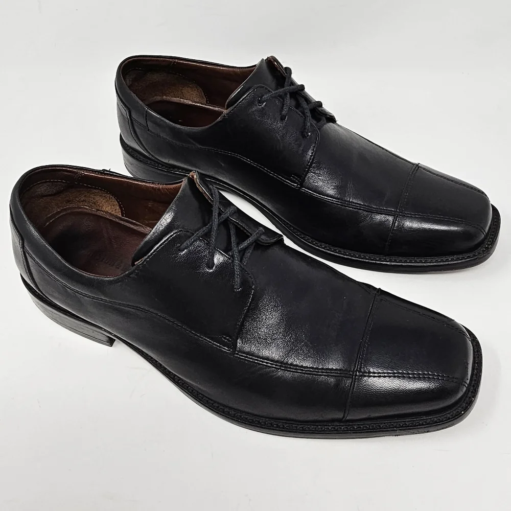 Johnston & Murphy Dobson Black Leather Cap Toe Sheepskin Lining‎ Mens Size US 11